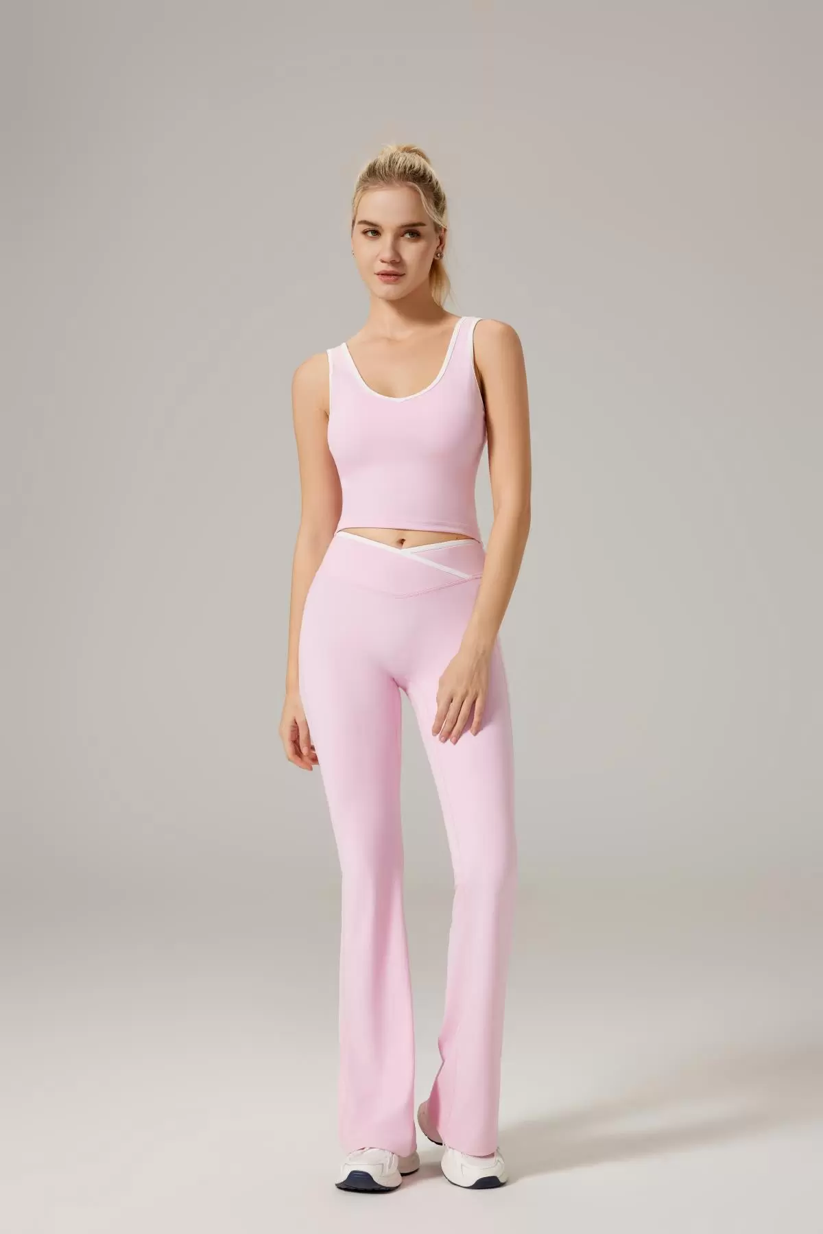 RXRXCOCO Women's Workout Sets 2 Piece Flare Leggings Scrunch Butt Lifting Crop Tank Top Matching Colorblock Gym Yoga Outfits