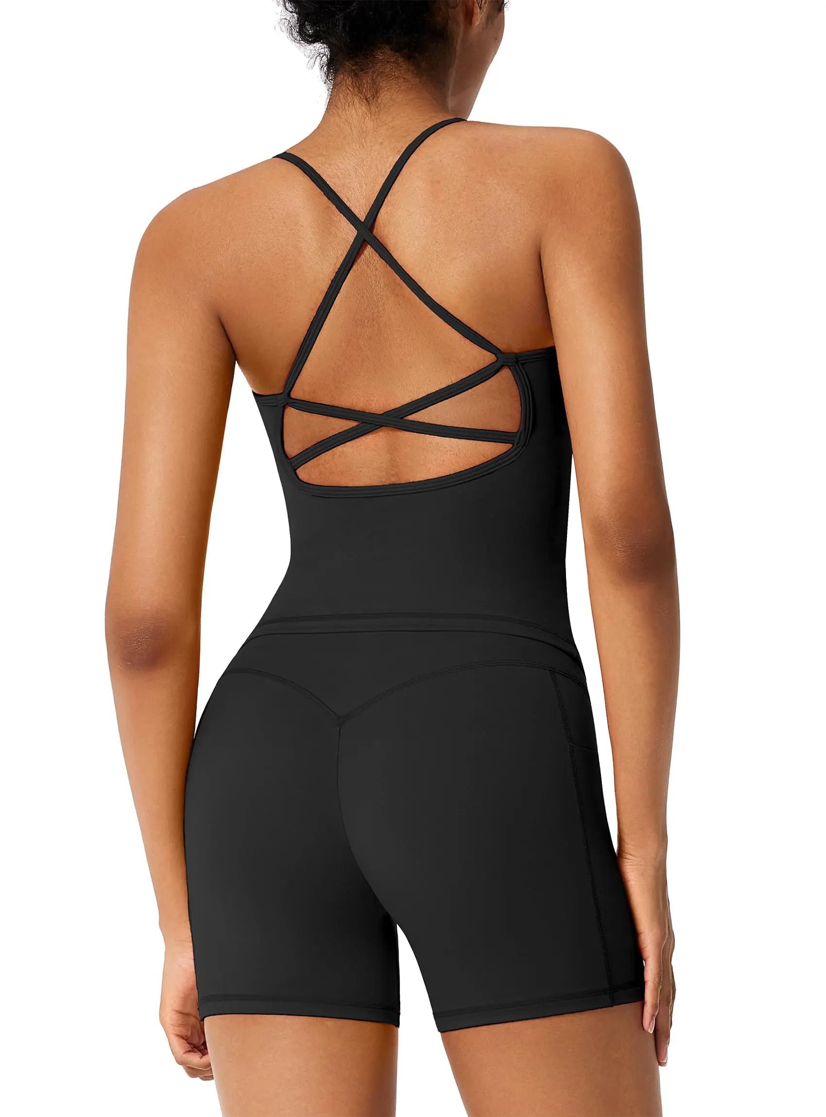 RXRXCOCO Women's 2 Piece Workout Sets Strappy Tank Top Crisscross Back Butt Lifting Shorts Matching Gym Yoga Pilates Outfits